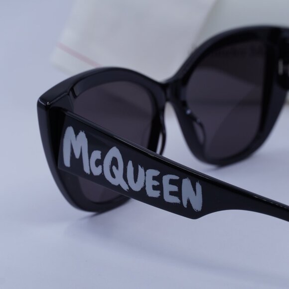 Alexander McQueen AM0347S 001 Cat Eye Sunglasses – Black/Grey - Picture 7 of 10